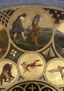Prahas astronomiske klokkes kalenderplate – juni, 1865-66 (olje på kobberplate)